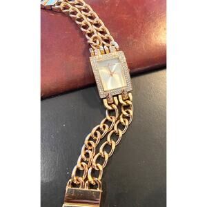 women's 23mm Rose Gold Tone ViaNova Watch, Crystal Accents, Double Strand Band